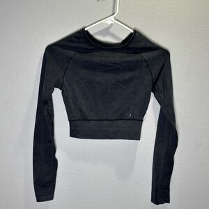 Aura Athletica Women's Charcoal Gray Crop Top Long Sleeve Size small/medium
